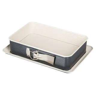 Zenker Rechteckige Springform CREME NOIR, Backform aus Stahlblech, Kuchenform mit keramisch verstärkter Antihaftbeschichtung (Farbe: Crème/Anthrazit), Menge: 1 Stück, 28 x 17 x 7 cm