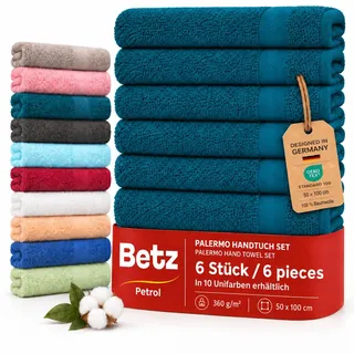 Betz Handtuch Set Palermo – 6er Pack Handtücher 50x100 cm – 100% Baumwolle, Handtücher für Bad, Gäste & Alltag – hochwertige Qualität, pflegeleicht & langlebig Farbe Petrol