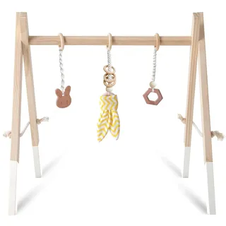 Caudblor Spieltrapez Holz Babyspielzeug Puzzle Gym inkl. Anhänger Babygymnastik aktiv Spielzeug Babyzimmer Kinderzimmer Dekoration