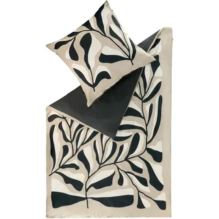 Schöner Wohnen Plant Wendebettwäsche Baumwolle Grau 155 x 220 cm + 80 x 80 cm