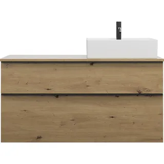 burgbad Eqio Keramik-Aufsatzwaschtisch quadratisch, rechts, inklusive Waschtischunterschrank mit 2 Schubladen, Breite 1200mm, SGUQ120RF5662C0001G0252