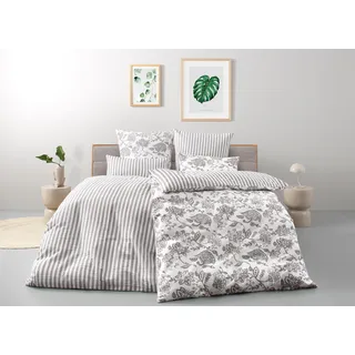 Bettwäsche OTTO HOME "Nordby", grau, B/L: 135cm x 200cm, 1 Stk., 1 Stk., Soft-Seersucker, B/L: 80cm x 80cm, 2 Stk., Soft-Seersucker, Obermaterial: 100% Baumwolle, Bettwäsche, Bettwäsche, Bettwäsche aus Baumwolle, skandinavisches Design, ab Größe 135x200 cm