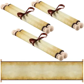makevivi Blanko-Papier mit Holzstäben, für freche oder schöne Listen, Schreiben, Hochzeitsgelübde, Einladungen, Liebesbriefe, Cosplay-Requisiten, Renaissance, 18 x 77,5 cm, 3 Stück