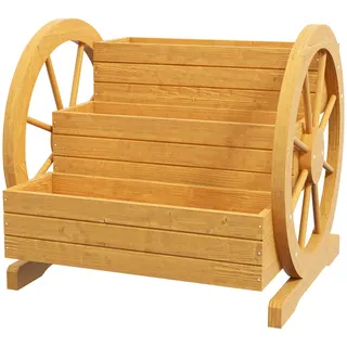 Outsunny Hochbeet, Tannenholz, Naturholz , Naturfarben , Holz , 62x57x61 cm , Gartenzubehör, Hochbeete