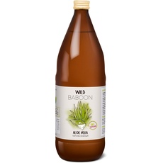 Wild Baboon Bio Aloe Vera Saft, 100% Direktsaft, 1200mg/Liter Aloverose, 1 Liter, nachhaltiger Anbau durch Familienbetrieb, Braunglas, Vegan, DE-ÖKO-005