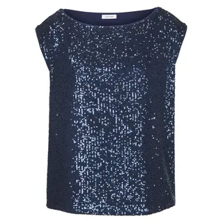 LASCANA LASCANA, Paillettenshirt mit breiten Trägern, Partytop, festlich, blau
