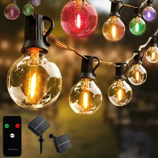 Lumiled Solar Lichterkette Außen 20x LED RGB 10,5 M Solarlichterkette für Garten Solarkette Solarleuchte Außenleuchte Gartenlicht KUGEL IP44 Glühbirnen mehrfarbig Farbwechsel