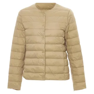 Damen Jacke Khaki mit rundem Halsausschnitt und Knopfverschluss, Größe M - Grün