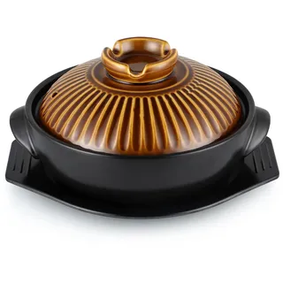 Skelang Koreanische Bibimbap-Schale mit Deckel und Tablett, Keramikschalen, Meeresfrüchtekasserolle, zum Kochen von Nudeln, Suppen, Reis, Kapazität 1,6 L (Vintage-Kupfer)