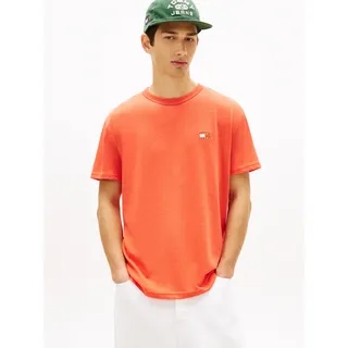 T-Shirt TOMMY JEANS "TJM REG BADGE", Herren, Gr. M, horizon htr, Single Jersey, Obermaterial: 60% Baumwolle, 40% Polyester, regular fit normal, Rundhals, Shirts T-Shirt, Rundhals, Jersey, meliert, regular fit