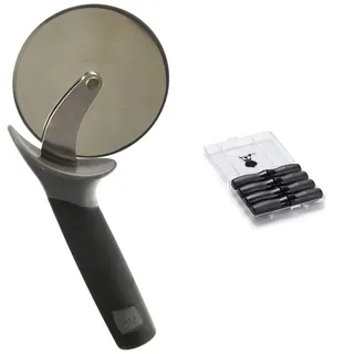 Weber 6690 Original Pizzaschneider, Pizzaroller, Pizzamesser, ergonomischer Griff & 6489 Maiskolbenhalter-Set, 8 Stück, Picknick, Grillen, Gartenparty