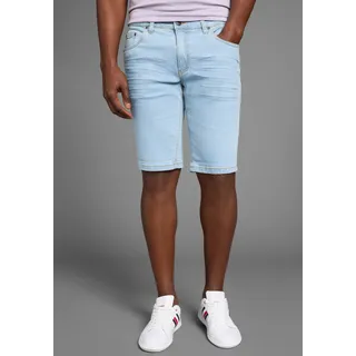 Jeansshorts ARIZONA, Herren, Gr. 34, N-Gr, blau (bleached), Denim/Jeans, Obermaterial: 98% Baumwolle, 2% Elasthan, kontrastfarbene Details, Basic, normal kniefrei, Jeans Jeansshorts, gerader Schnitt, niedrige Leibhöhe