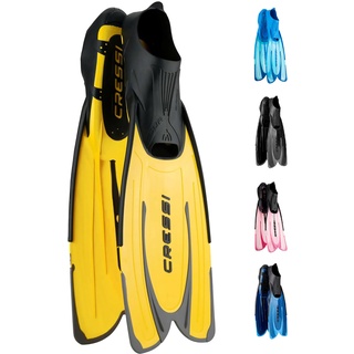 Cressi Agua Fins Yellow_Long, 41/42 - Self-Adjusting Flossen für Tauchen, Apnoe, Schnorcheln und Schwimmen, Gelb_Lange, 41/42