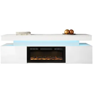 Mirjan24 Glossa TV-Lowboard 190x59x41 cm Weiß/Weiß Hochglanz Holzwerkstoff