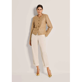 Jackenblazer MADELEINE "Kurzblazer Glanzblazer mit Pailletten", Damen, Gr. 42, beige (berber), Obermaterial: 100% Polyester PES., Modern, Blazer Jackenblazer, mit Pailletten