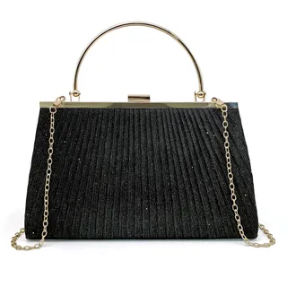 Pahajim Handtasche Damen Klein Clutch Glitzer Tasche Abendtasche Damen Elegante Brauttasche Umhängetasche für Hochzeit Party Date (Schwarz)