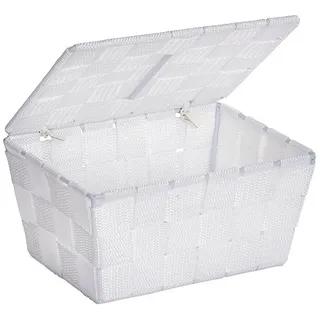 Wenko Aufbewahrungskorb mit Deckel Adria 19 x 10 x 14 cm weiß