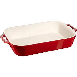 Staub Ceramique Auflaufform 34 x 24 cm, rechteckig, Kirsch-Rot, Keramik