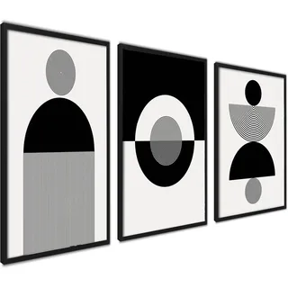 3er Set Poster 30x40cm Ohne Rahmen Wanddeko Wohnzimmer Ideal als Geschenk | Moderne Bilder Wohnzimmer Deko Schlafzimmer Abstrakt Art und weiß, Modernes Design, Hochwertige Qualität, Einfache Montage