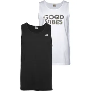 Tanktop OCEAN SPORTSWEAR, Damen, Gr. M (48/50), schwarz-weiß (schwarz, weiß), Single Jersey, Obermaterial: 100% Baumwolle, bedruckt, unifarben, Basic, Rundhals, Tops Tanktop, in Baumwoll -Qualität, Topseller