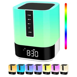 Bluetooth Lautsprecher mit Licht, Kinder Wecker, White Noise Machine,Nachttischlampe Touch-Dimmbar,48 RGB Farbwechsel LED Tischlampe,Geschenke für Mädchen Junges Teenager Geburtstagsgeschenk