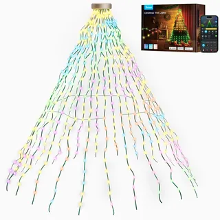 Govee Weihnachtsbaum Lichterkette, Smart 480 LEDs RGBIC Weihnachtsbeleuchtung, 2M*24 String Lights Indoor, IP65 Wasserdicht, 60+ Szenenmodi für Halloween Dekor, Kompatibel mit Alexa, Grüner Draht