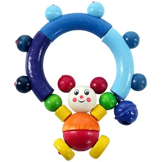 Hess Holzspielzeug 11024 - Rassel aus Holz Maus Edda, ca. 12 cm