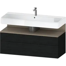 Duravit Qatego Waschtischunterbau, 1 Auszug und 1 Schublade, 1190x470x590mm, Nische Eiche Terra, QA4396035, Farbe: Eiche Schwarz/mit Nischenbeleuchtung