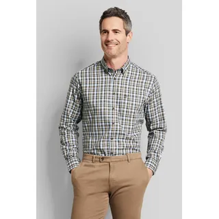 Langarmhemd BUGATTI "Modern Fit", Herren, Gr. 3XL, Normalgrößen, braun, 100% Baumwolle, kariert, normal, eckige 2-Knopf-Manschette, Hemden Langarmhemd, mit Button-Down-Kragen