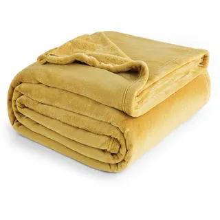 BEDSURE Kuscheldecke Flauschig Decke Fleecedecke - Wohndecke Warm Winter Weich, Sofadecke XXL, Decke Couch Blanket, Wohn- & Kuscheldecken Große 230x270cm, Sofa überwurfdecke Gelb