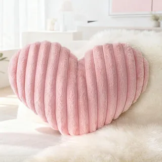 Tone Link. Herzkissen, 50,8 cm, herzförmig, Kunstfell, Liebe, niedliches Wurfkissen für Valentinstag, Hochzeit, Wohnzimmer, Schlafzimmer, Dekor, Pastellrosa, 1 Packung