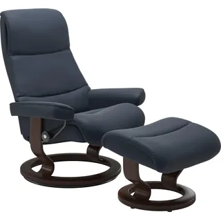Stressless Fußhocker "View" mit Classic Base,Gestell Braun, oxford blau paloma