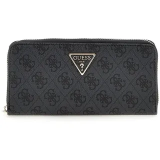 GUESS Damen Laurel Large Zip Around Wallet Große Geldbörse mit Reißverschluss, Clutch, Kohle-Logo