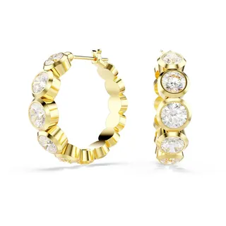 Swarovski Imber Creolen, Weiße und Vergoldete Ohrringe mit Strahlenden Swarovski Kristallen im Rundschliff und im Herrlichem Größenverlauf, Größe: 2.4 x 0.7 cm