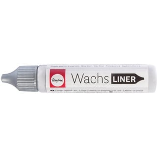 Rayher Hobby Rayher 31500610 Wachs-Liner, silber, Flasche 30 ml, zum Kerzen bemalen, Wachsstift, Flüssigwachs zum Malen direkt aus der Flasche, Brill.silber