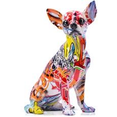 XYQXYQ Farbige Graffiti-Bulldogge-Skulptur, Graffiti-Kunst, stehende britische Bulldogge, französische Bulldogge, Statue Dekoration, Farbe Hund Mode Harztechnologie Dekoration Hund (A)