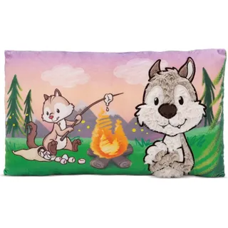 NICI Kissen Wolf Winny & Streifenhörnchen JoJo 43x25cm - Rechteckiges Kuschelkissen flauschig, Für Mädchen, Jungen & Babys Erwachsene – 49954