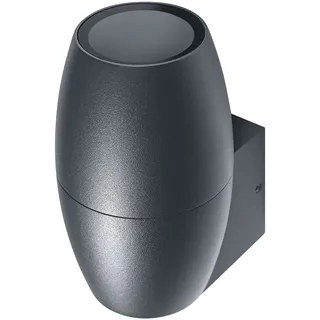 Ledvance LED Wandleuchte für 1x GU10 Leuchtmittel, Design Leuchte für Aussen in Kanonenoptik, für 1-seitige indirekte Beleuchtung, aus hochwertigem Aluminium in dunkelgrau, ENDURA CANNON Wall Down 4058075554474 Ohne Ring