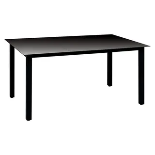 Garten-Esstisch, Tisch Balkon, Gartentisch, Balkontisch, Küchentisch, Garden Table, Terrassentisch, Glas Aluminium 150 x 90 x 74 cm Schwarz - Schwarz