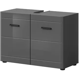 inn.furn Waschbeckenunterschrank "Strong" grau Hochglanz Breite 80 cm, mit Soft-Close - Grau