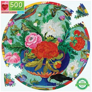 EEBOO Rundpuzzle Blumen und Vögel 500 Teile