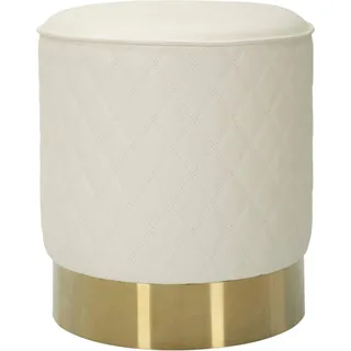 Pouf Erro, Mehrzwecksessel, Nachttisch, Hockerhocker, 36x36 h39 cm, Weiß und Gold - Weiß