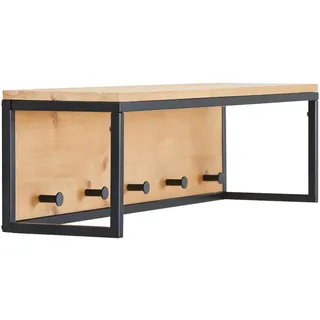 Mid.you Wandgarderobe , Naturfarben, Schwarz , Holz, Metall , Tanne , vollmassiv , 79x22x20 cm , Bsci , Garderobe, Garderobenpaneele, Wandgarderobe