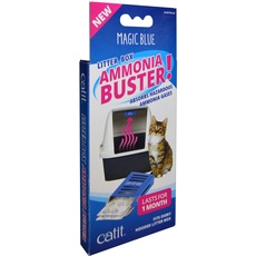 Catit Magic Blue Ammoniak-Buster, Geruchsfilter für Katzentoiletten, Einmalset mit Pappkartusche, mit Filterpads für 1 Monat, reduziert Urin-Geruch und Gerüche, Luftreiniger für Katzentoiletten