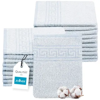 ZOLLNER 20er Set Waschhandschuhe, 16x22 cm, Baumwollmix, 340g/qm, blau