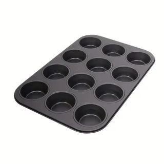 Dr.Oetker Muffinform 12er , Schwarz , Metall , 38.5x2x26.5 cm , Grüner Punkt , antihaftbeschichtet , Backen & Backzubehör, Backformen, Muffinformen