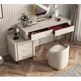 Schminktisch Stuhl Frisiertisch Konsolen Tisch Schminkkommode Kosmetik 2tlg. Set - Beige