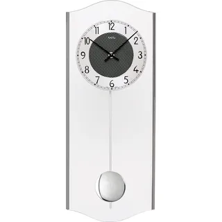 Pendeluhr modern Aluminium-Zifferring - AMS Modell: 7480 - Silber, Schwarz