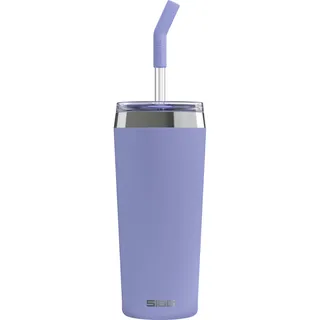 SIGG Helia Kaffeebecher to go 0.6 L, doppelwandig isolierter Thermobecher mit Glas-Strohhalm, auslaufsicherer Tumbler aus Edelstahl für heisse & kalte Getränke, Peaceful Blue