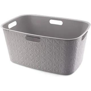 CURVER Wäschekorb Softex 45 l – Elegantes Design – leicht und praktisch – 70% recycelt – 59 x 39 x 27 cm – Taupe